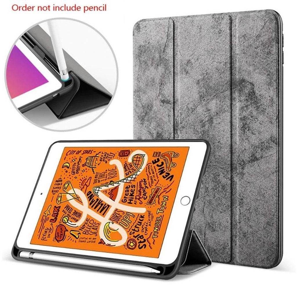 Schutzhülle für Apple iPad Pro 11" 2025 & iPad Pro 11" 2024 M5/M4 Smart Cover Etui Tasche Hülle Wake Up / Sleep Funktion - Grau Marmor Stifthalter