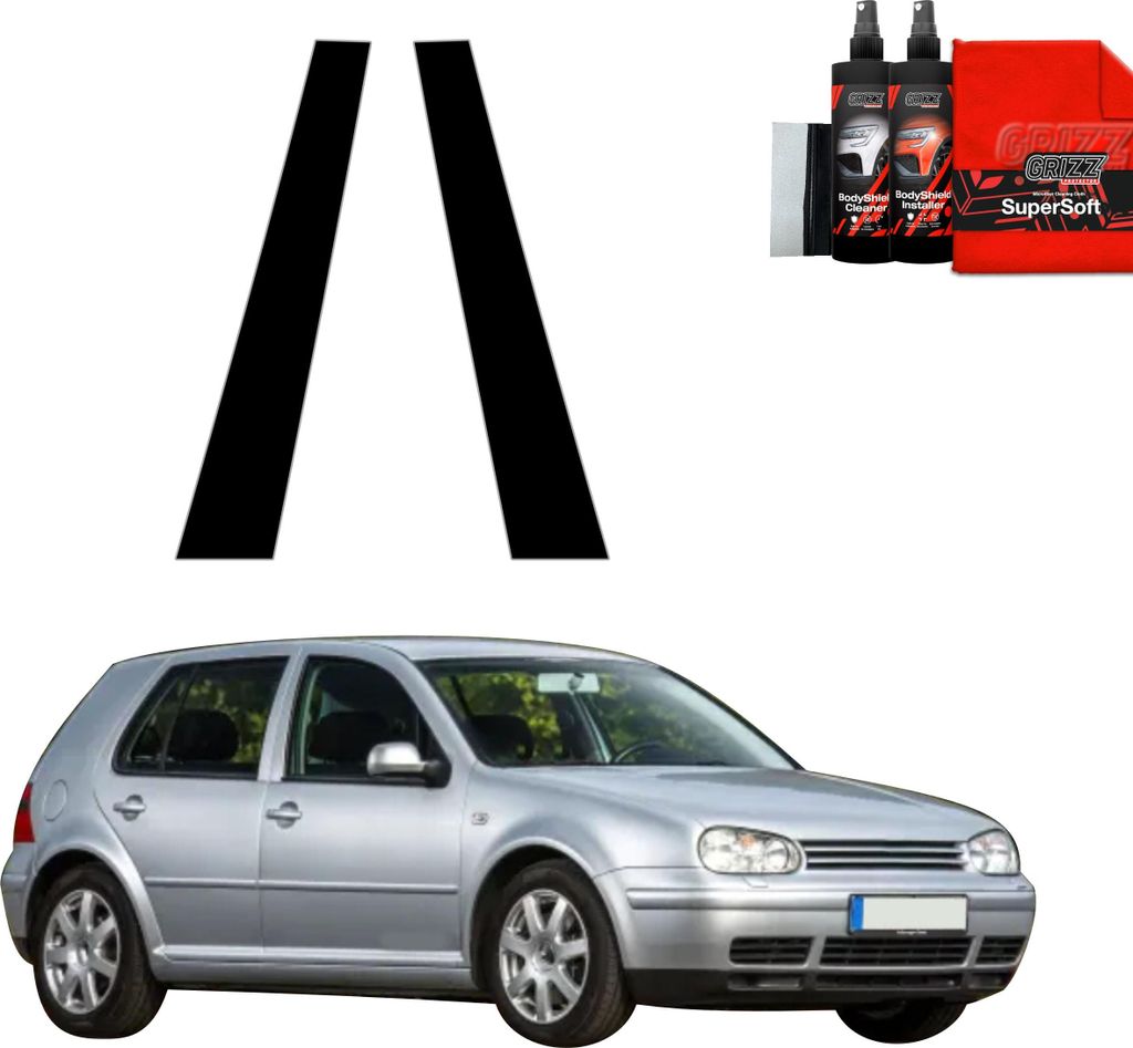 2in1 Schwarze Grizz Protector schutzfolie für B-Säule - Volkswagen Golf 4 Hatchback 5D (1997-2003)