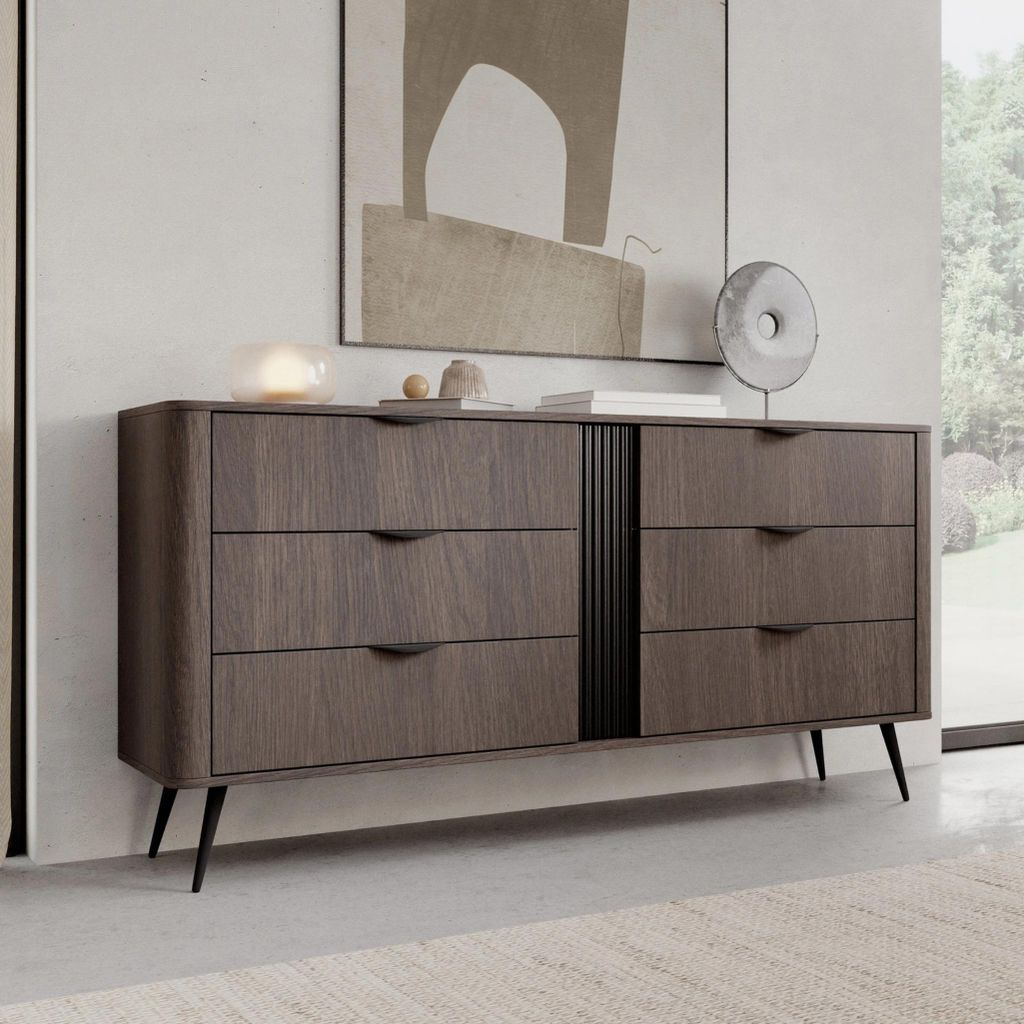 Kommode/dressoir TERZO K163 6S, gestreept front, metalen Productafbeelding 