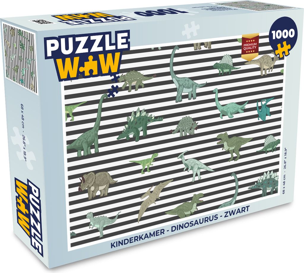 MuchoWow Puzzle 1000 Teile Kinderzimmer - Dinosaurier - Schwarz - Jungen - Mädchen - Kinder - Erwachsene - Rätsel