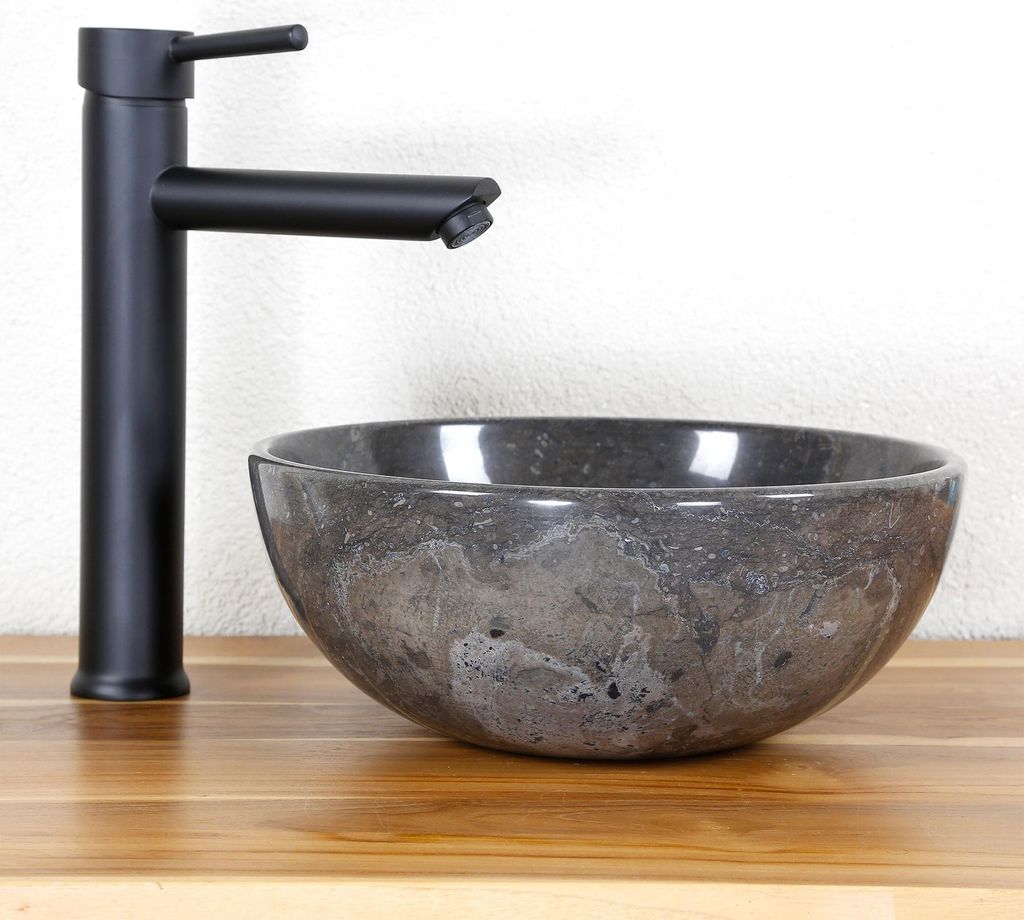 Marmor Waschbecken Aufsatzwaschbecken Tiara 30 cm schwarz