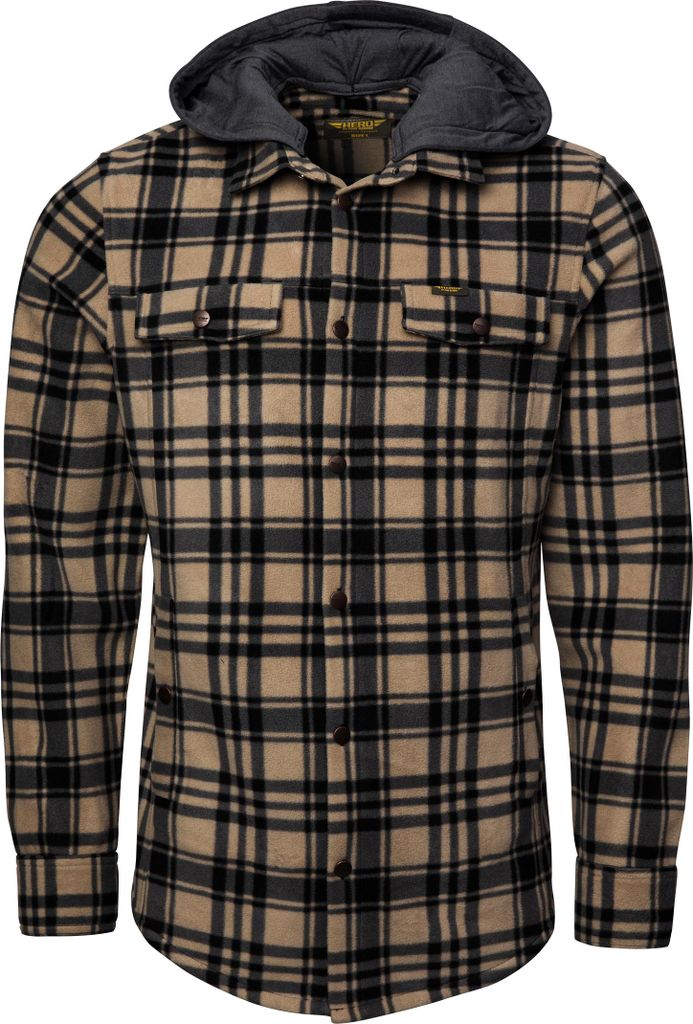 HERO by John Medoox HUNTER WORKWEAR Herren Arbeitshemd Mit Kapuze Regular Fit M sand check