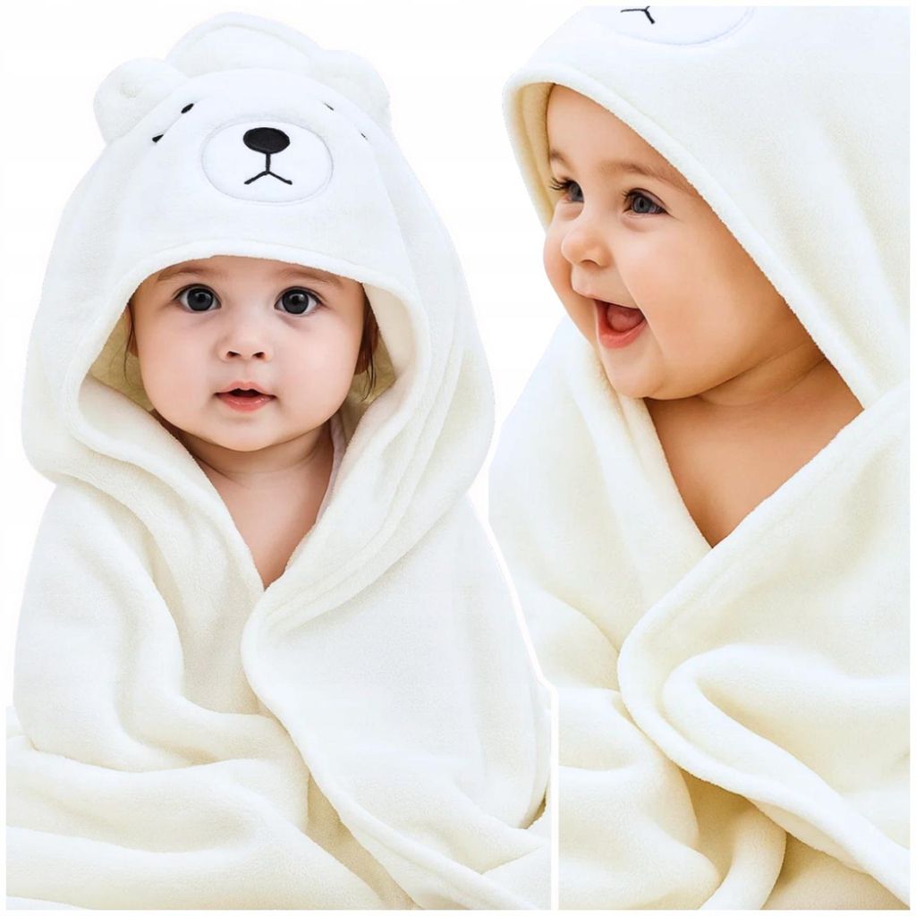 Baby Kapuzenhandtuch 80x80 cm – Badehandtuch Poncho für Kinder & Babys – Badetuch mit Kapuze für Strand & Bad