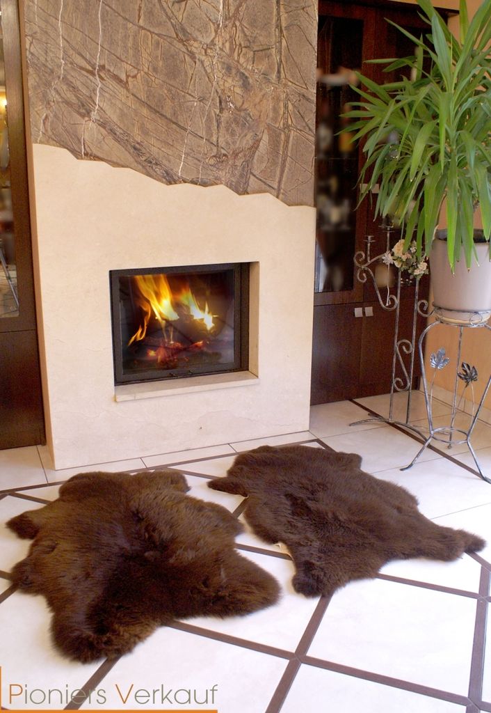 XXL Schaffell Lammfell Teppich Naturprodukt Naturbraun Produktbild 3