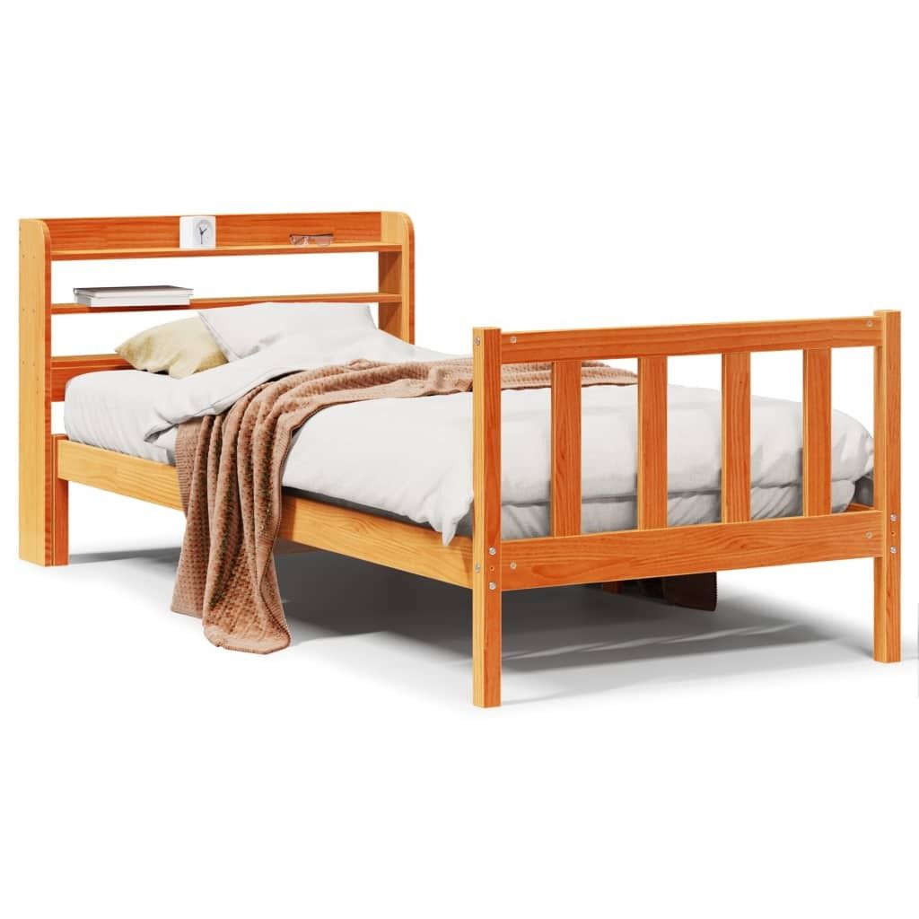 Maison Exclusive - Bettgestell mit Kopfteil ohne Matratze Wachsbraun 100x200 cm