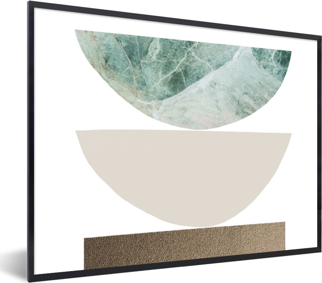 MuchoWow Gerahmtes Poster Geometrische Formen - Minimalismus - Pastell 80x60 cm - Poster mit Schwarzem Bilderrahmen Wandposter Rahmen Foto Bilder...