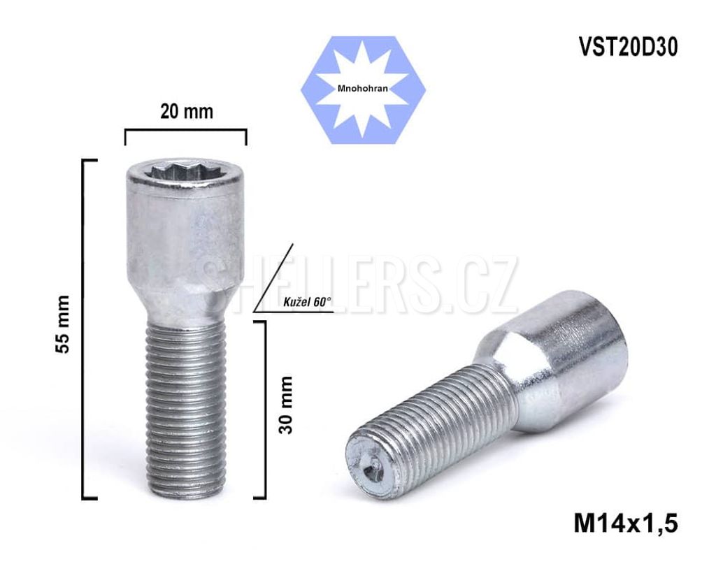 Kolový šroub M14x1,5x30 kužel s vnitřním mnohohranem, Obrázek produktu 