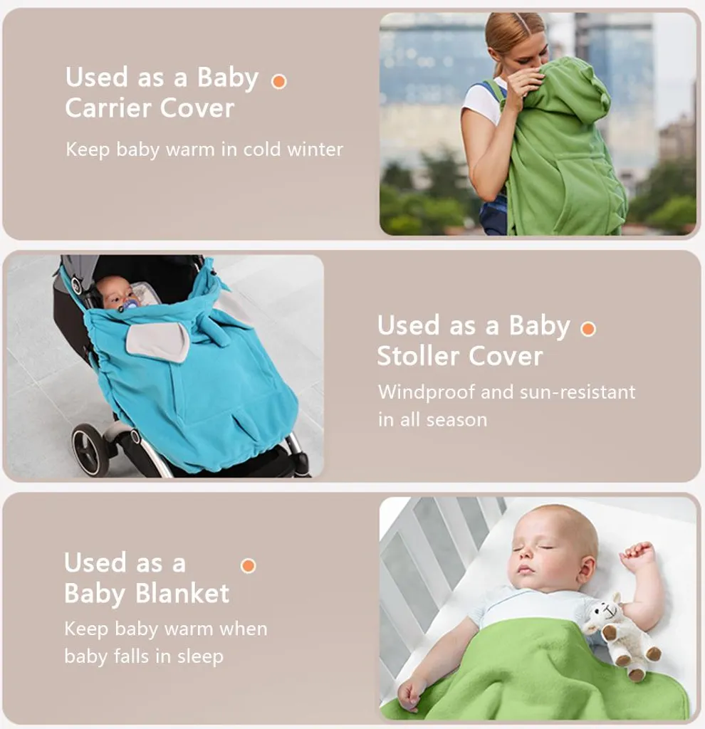 Couverture pour bébé avec poche et capuche polaire douce coupe-vent - 4