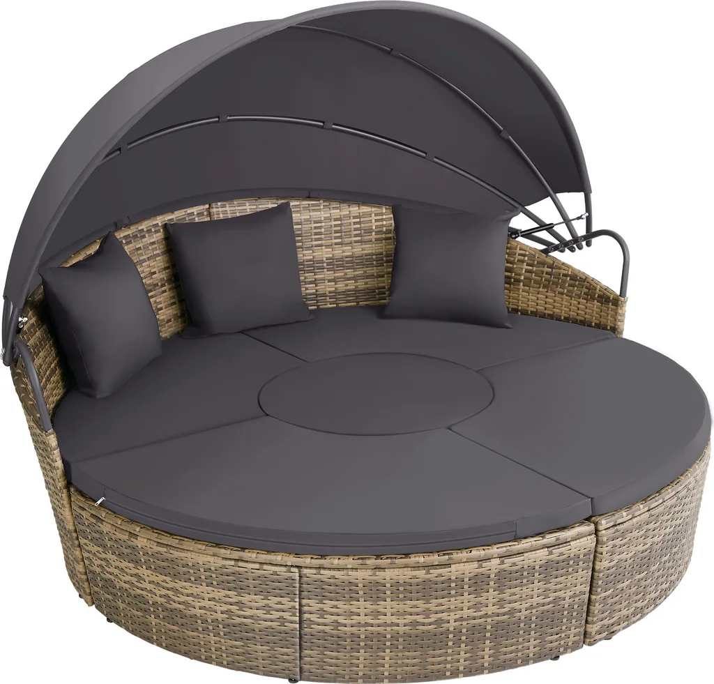 Bain de soleil rond modulable SANTORIN marron naturel Ø180cm chic