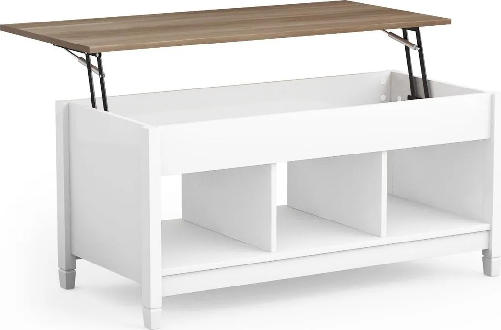 Table Basse pour Dîner devant la Télé avec Plateau Relevable Blanc