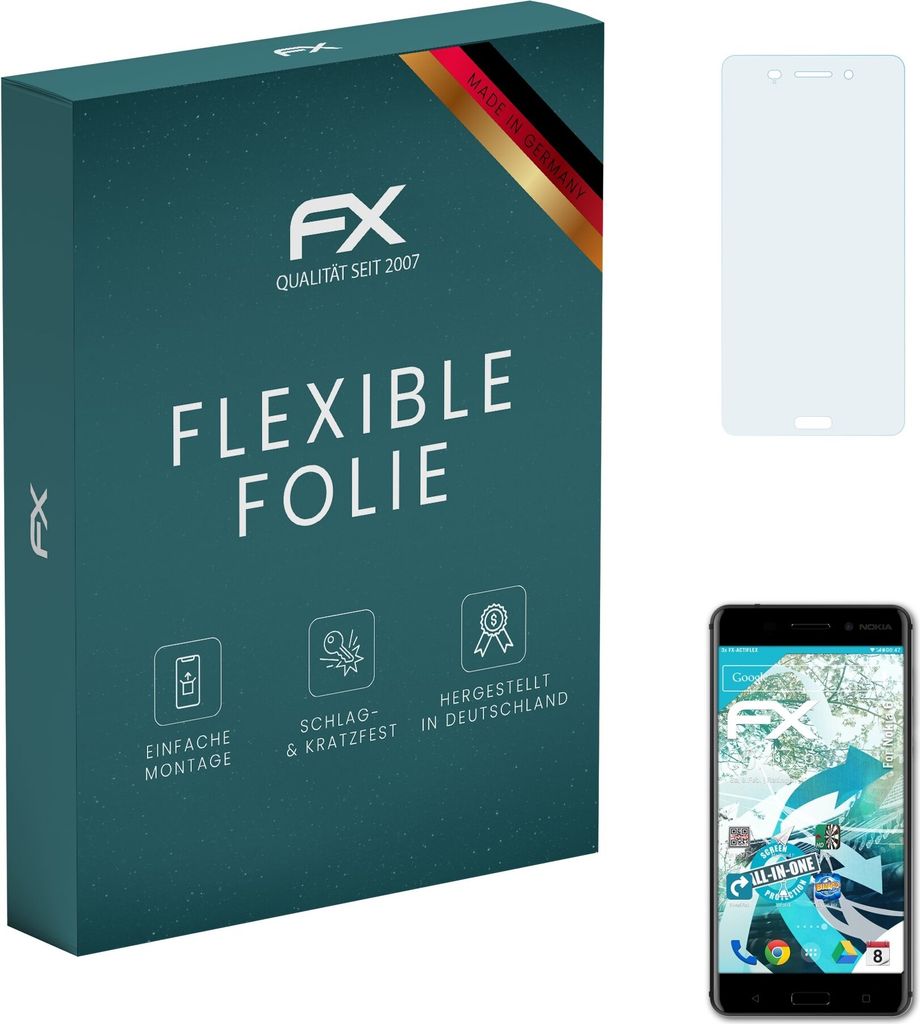 atFoliX FX-ActiFleX 3x Schutzfolie kompatibel mit Nokia 6 Folie