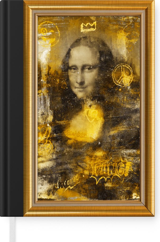 MuchoWow Notizbuch Tagebuch Haushaltsbuch Notebook A5 Mona Lisa - Da Vinci - Liste - Gold - Notizblock - Notizheft - Notebook - Schreibblock - Pa...