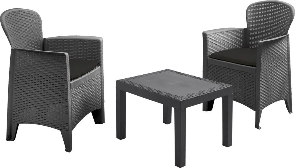 Set de Jardin Akita Anthracite 3 Pièces ProGarden avec Coussins Confort