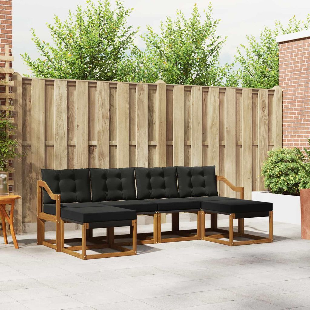 (Robust Möbel)Outdoor-Sofagarnitur - CLORIS - Balkonmöbe/Sitzgruppe - mit Kissen 6 pcs - Moderne Design - Natürlich und Schwarz - Gartensofa...