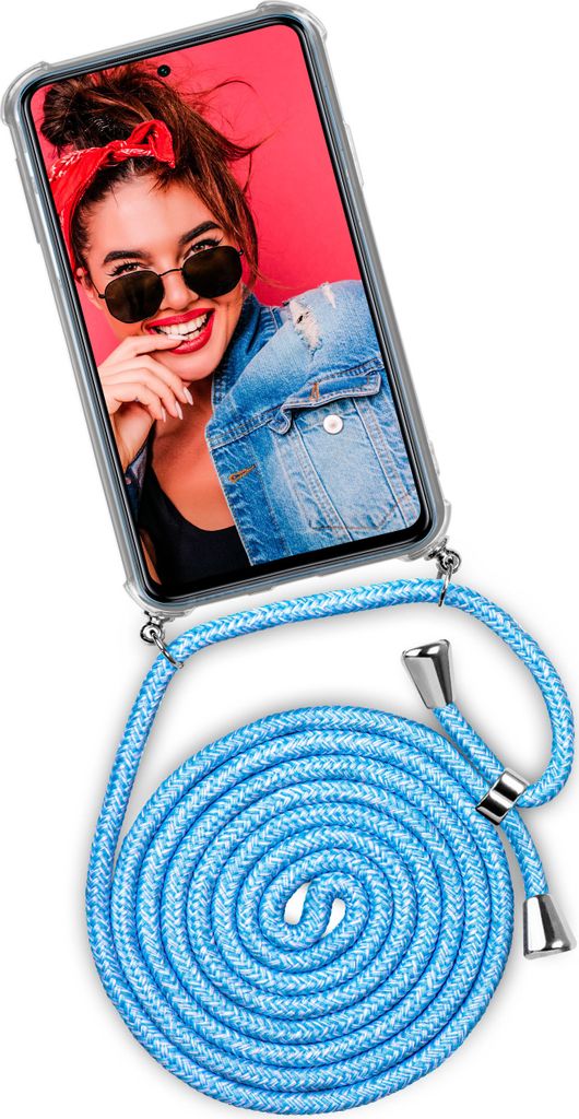 TWIST-Case + TWIST-Cord für Xiaomi Redmi Note 9 Pro, Farbe:Chilly Jeans (Silber)