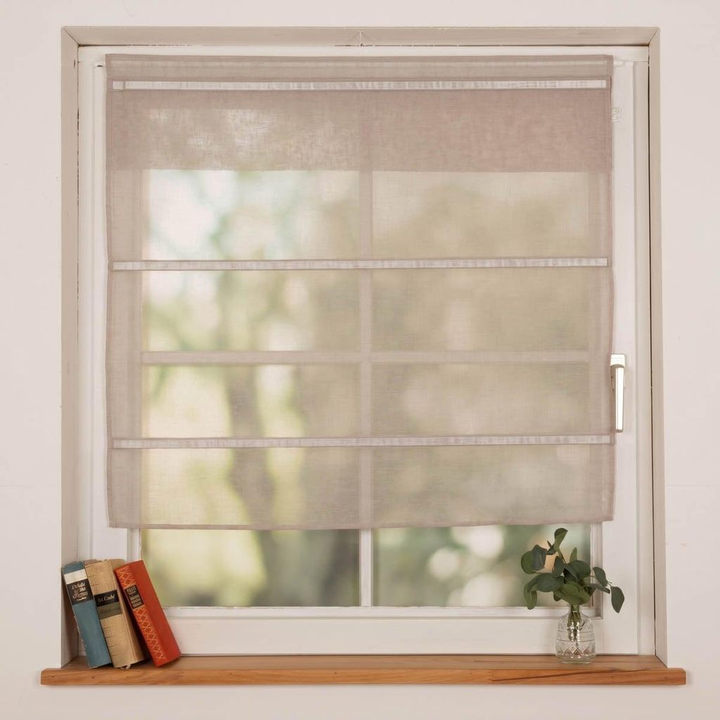 Magnetrollo Raffrollo Leinenstruktur taupe-grau 80x125 Produktbild 