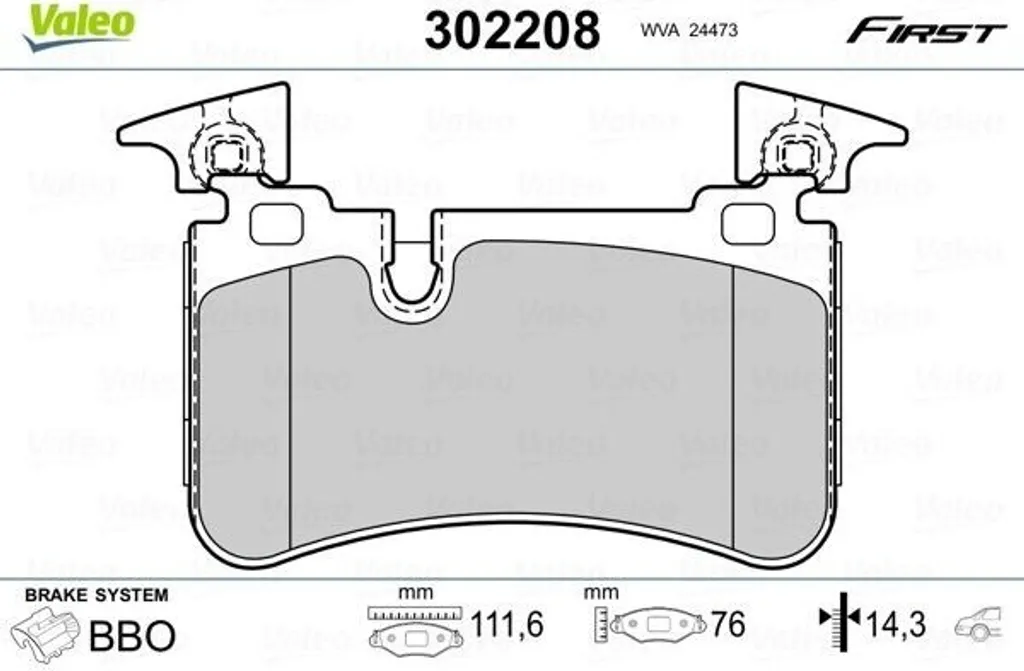 Plaquettes de frein Valeo 302208 arrière OE 44208520 pour Mercedes W204