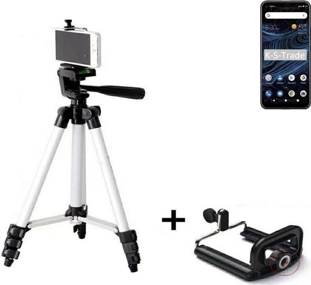 K-S-Trade Stativ Ständer Dreibein Handy-Stativ kompatibel mit ZTE Blade X1 Mini-Stativ höhenverstellbar Tripod aus Aluminium (1x)