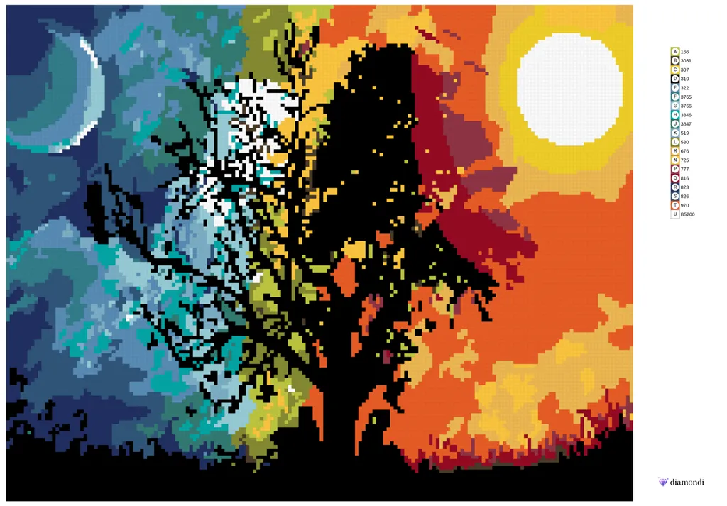 Zuty Diamond Painting Strom Noc a Den 40x50 cm - Arte Fai-da-Te Scintillante - 5
