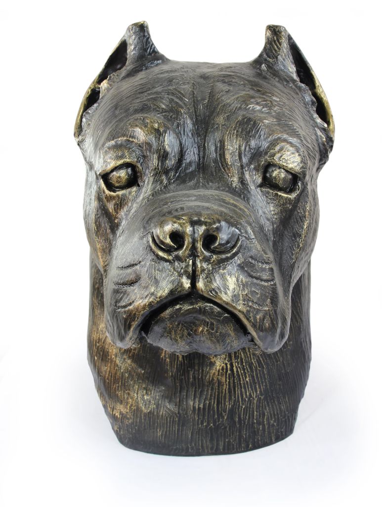 Cane Corso, Italienischer Corso-Hund, Cane di Macellaio - Urne für Hundeasche, Hundebüste, großer Hundekopf für den Garten von Art-Dog