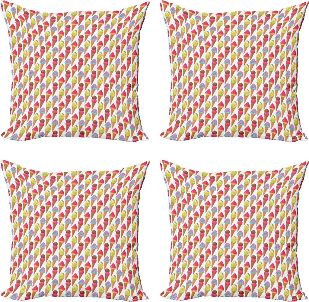 ABAKUHAUS Eis Kissenbezug Set (4 Stück), Leckere Sommer Wüsten, Moderner Doppelseitiger Digitaldruck, 50 cm x 50 cm, Mehrfarbig