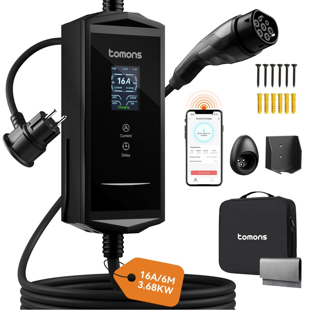 Borne de recharge mobile tomons, 3,68 kW, 6 mètres, Image du produit 