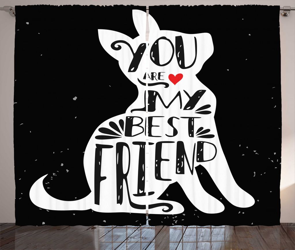 ABAKUHAUS Bester Freund Rustikaler Vorhang, Welpen-Liebhaber Buddy, Wohnzimmer Universalband Gardinen mit Schlaufen und Haken, 280 x 175 cm, Zinnob...