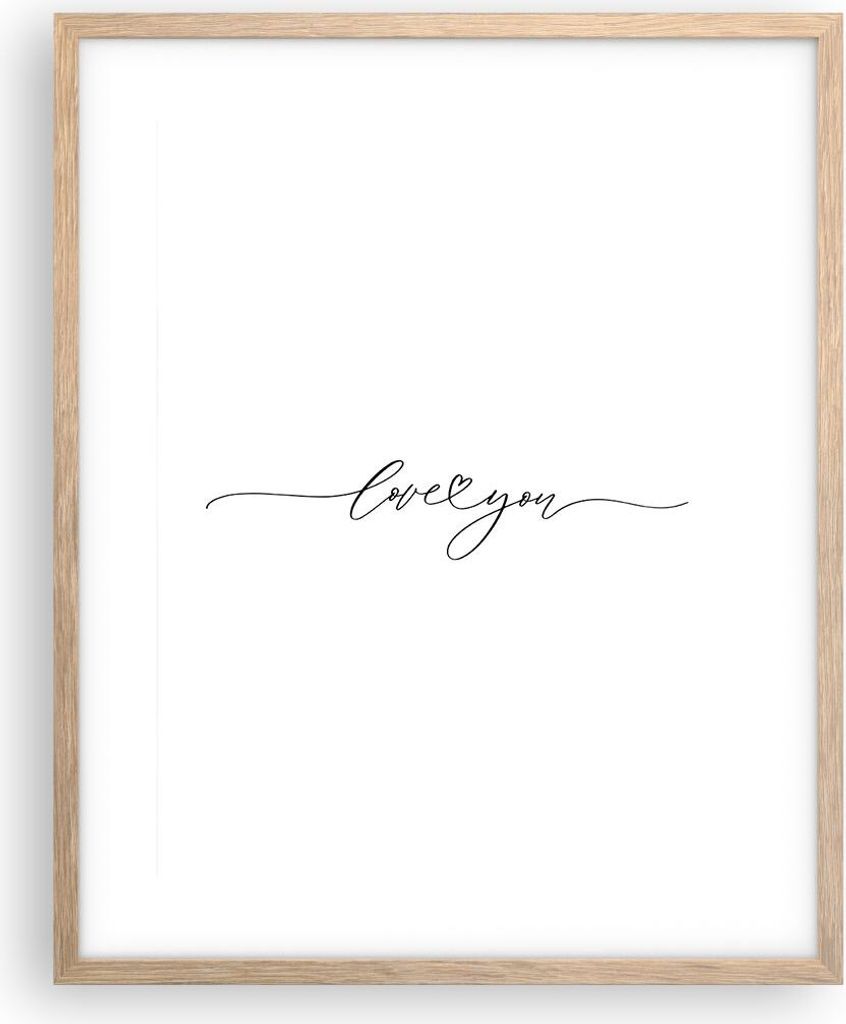 Gerahmtes Poster - Rahmen in heller Eiche - Ich liebe dich handschriftlich - 40x50 cm - Wand Bild - Wanddeko - Wandbilder - Kunstposter - Wandposte...