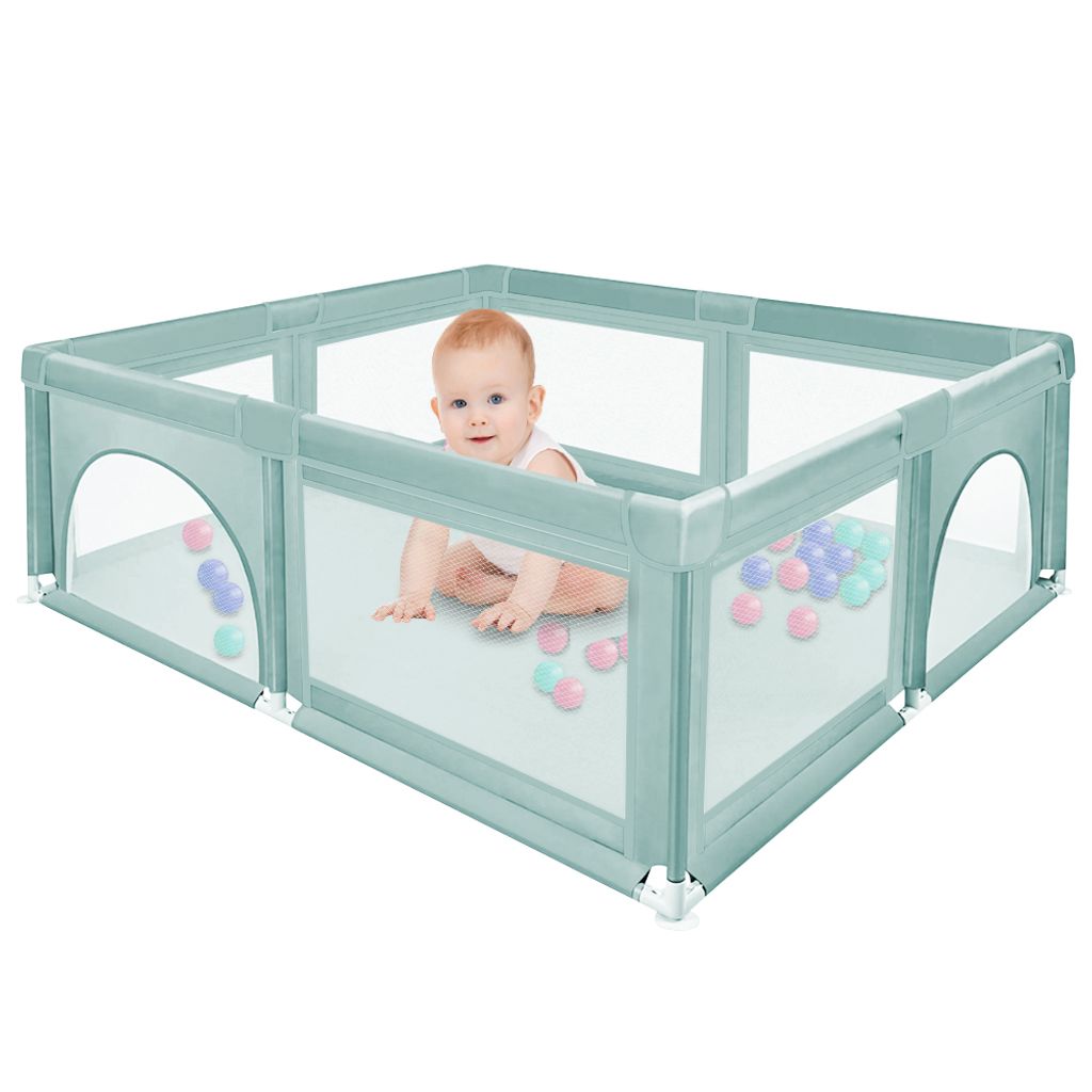 Baby Laufgitter faltbar 120x120cm Laufstall Absperrgitter mit 50 Spielbällen blue