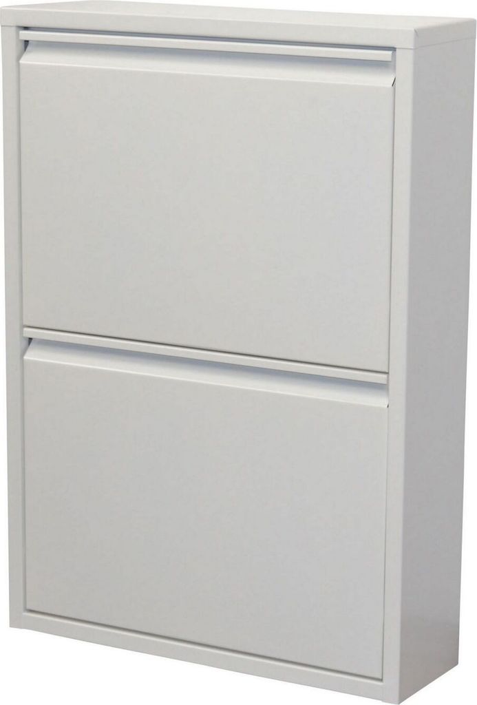Metall Schuhschrank Schuhkipper mit 2 Klappen in weiß