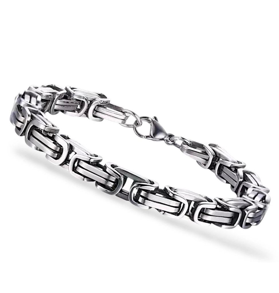 Gliederarmband Edelstahl Hochglanz Silberfarben Produktbild 