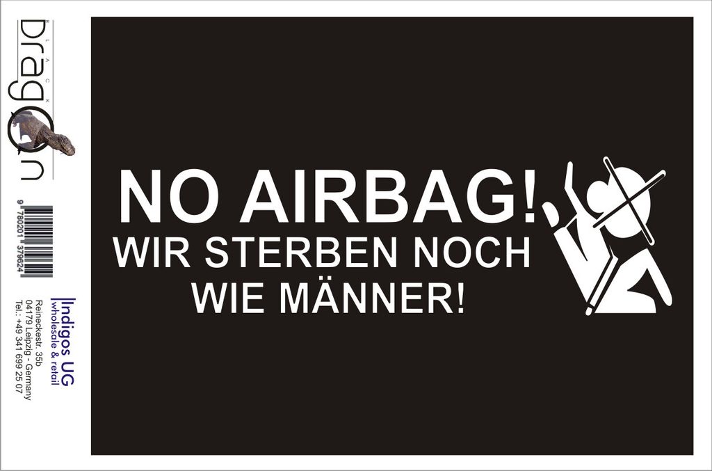 Aufkleber / Autoaufkleber - JDM / Die cut / Auto / OEM - No Airbag - 210x60 mm gold - Heckscheibe / Heckscheibenaufkleber