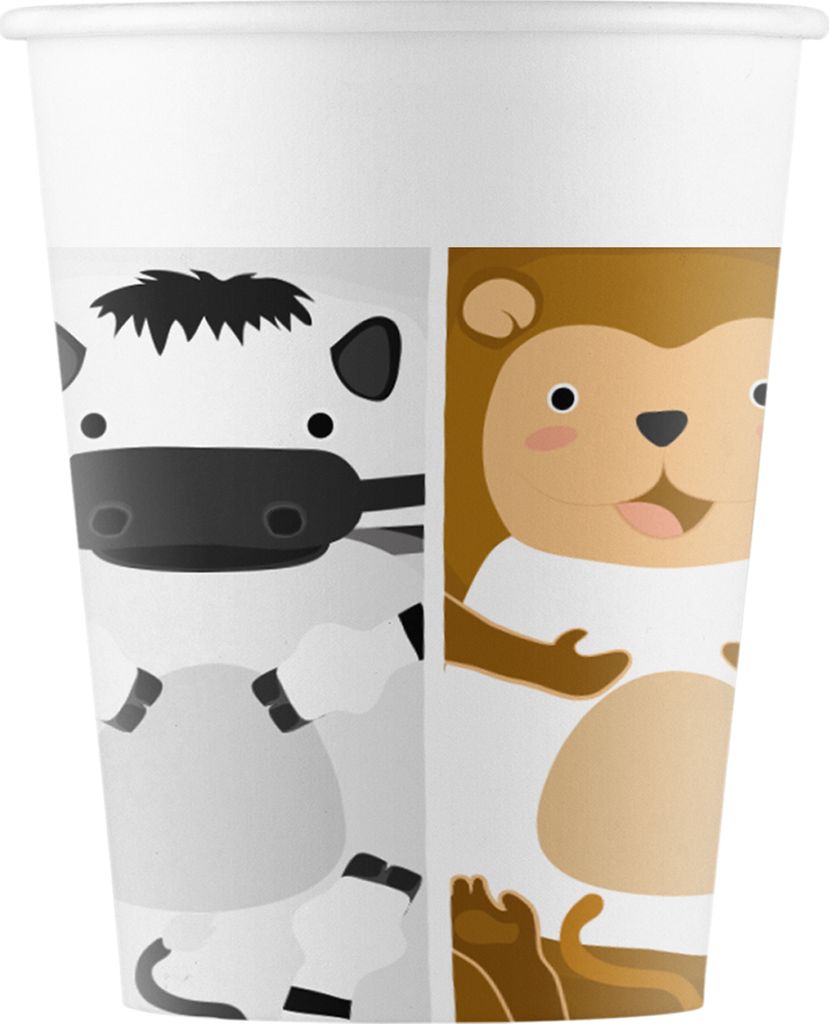 8 Pappbecher - Zootiere - 200ml