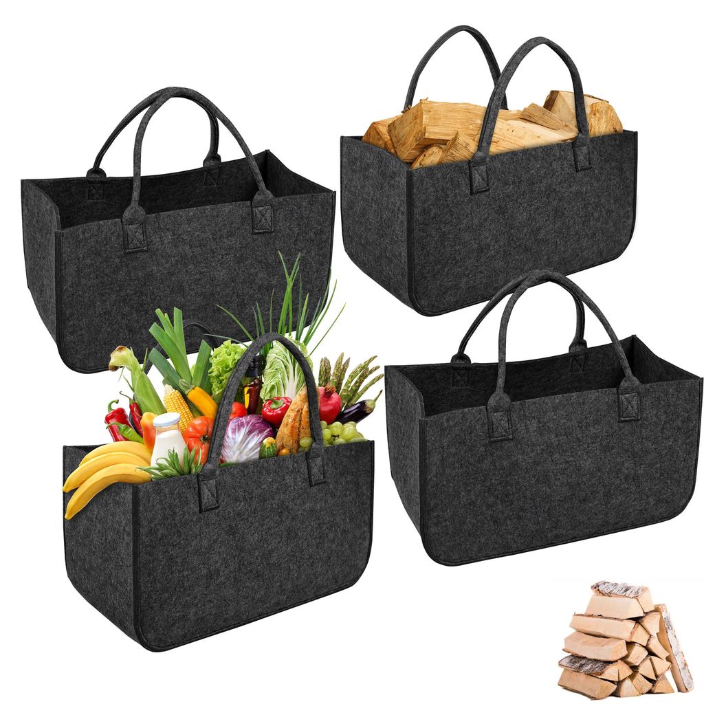 LARS360 4 pièces sac à provisions en feutre Sac à bois de Image du produit 