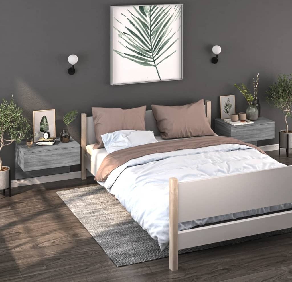 Maison Exclusive - Wand-Nachttische 2 Stk. Grau Sonoma