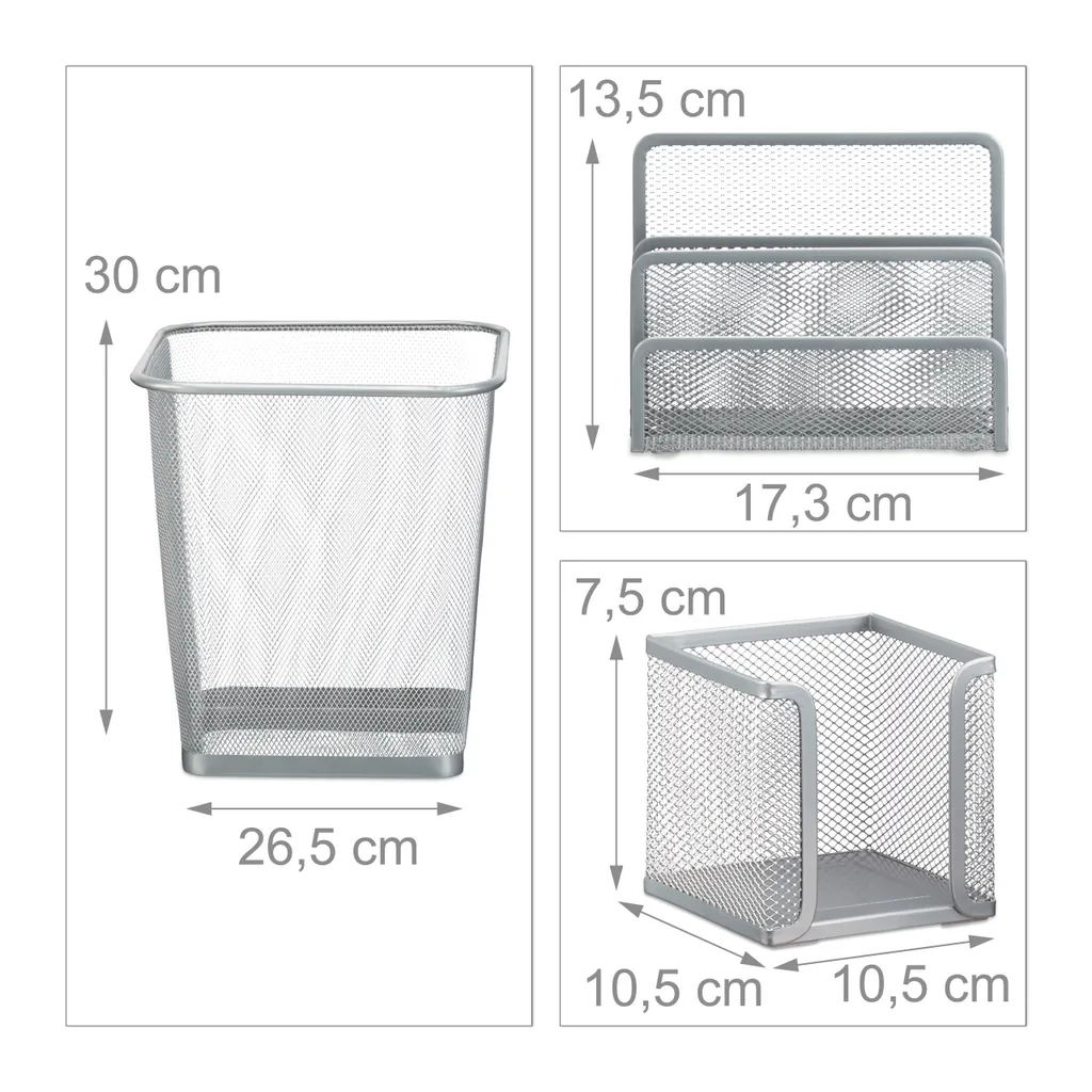 Set de bureau design mesh Relaxdays 6 éléments de rangement solides