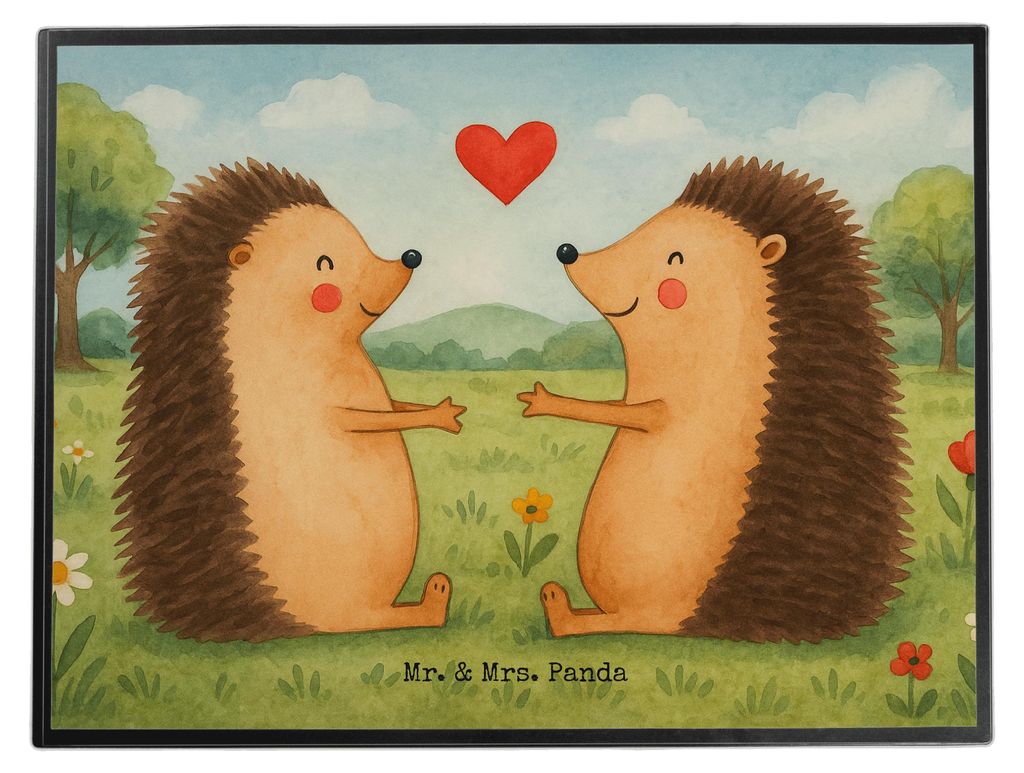 Mr. & Mrs. Panda Schreibunterlage Igel Liebe Design - Weiß - Geschenk, schreibtischunterlagen, Hochzeitstag, Hochzeit, Freundin, schreibtischunter...