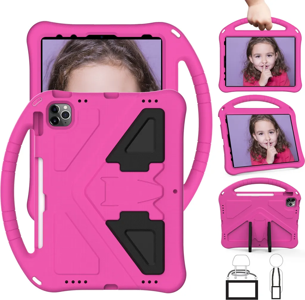 Custodia iPad Bambini 2025 11" Rosa | Cover EVA Antiurto con Maniglia