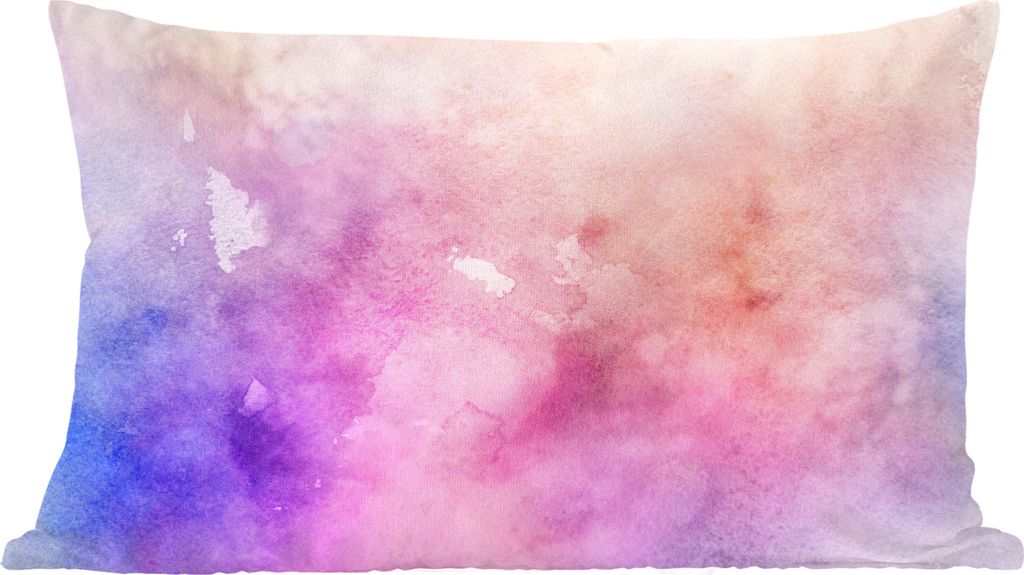 MuchoWow Zierkissen Sofakissen Wohnzimmer Dekokissen 50x30 cm Aquarell - Rosa - Blau - Farbton - Wohnzimmerdekoration - Polster mit Photo