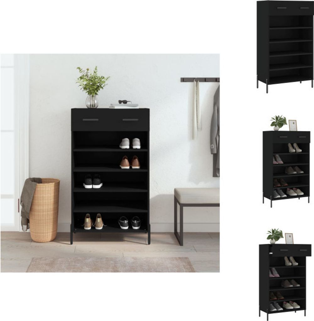 vidaXL Schuhschrank Schwarz 60x35x105 cm Holzwerkstoff - Schränke