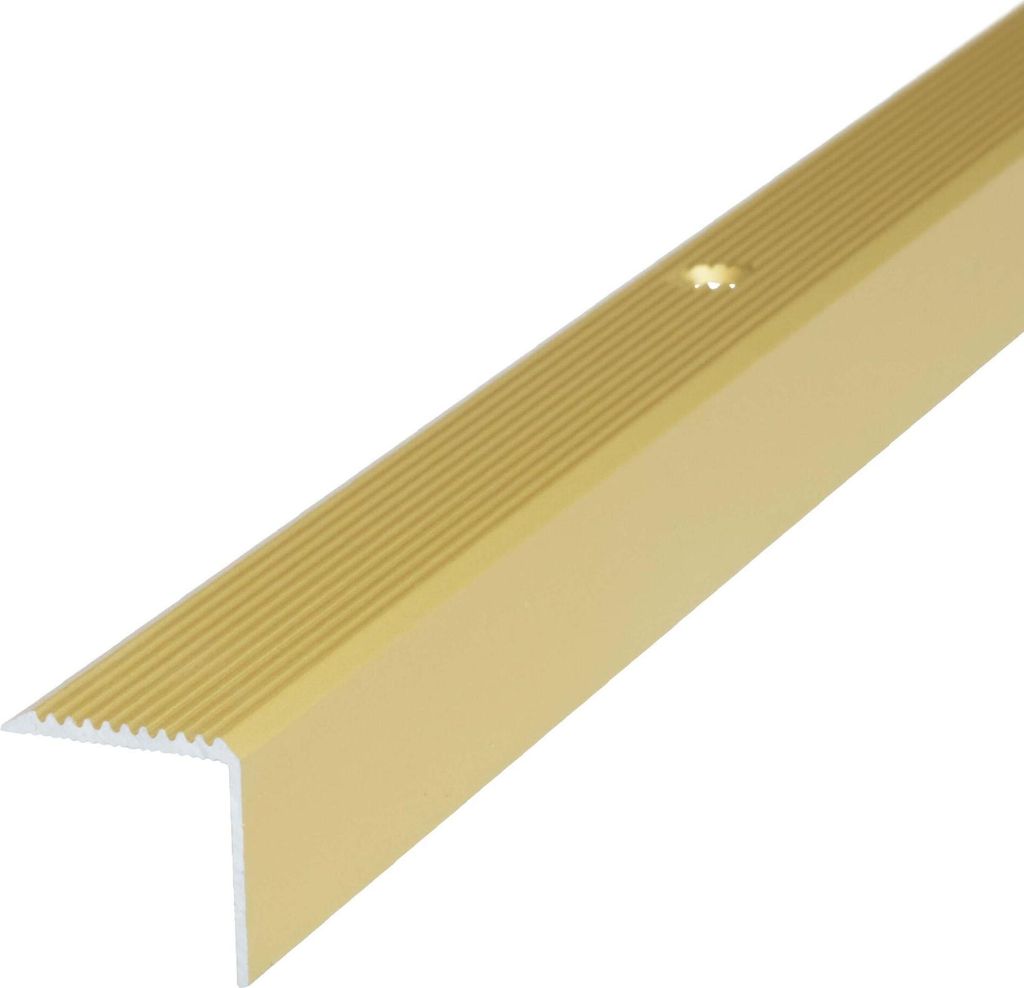 Dalsys Treppenkantenprofil Aluminium 200cm x 30mm x 30mm Bodenprofil für Treppenwinkel zum Schrauben Gold