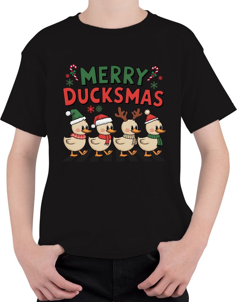 Merry Duckmas Enten Geweih - Weihnachten Xmas Christmas Uni Kinder T-Shirt, Schwarz, 104