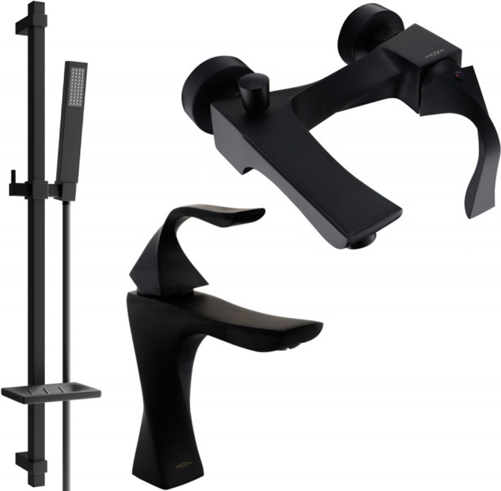 Mexen Estrella DQ02 Badewannenset, Schwarz - 72303DQ02-70