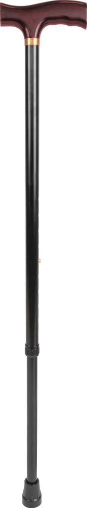 Alberts Spazierstock | höhenverstellbar | Stock: Aluminium, Griff: Holz, schwarz