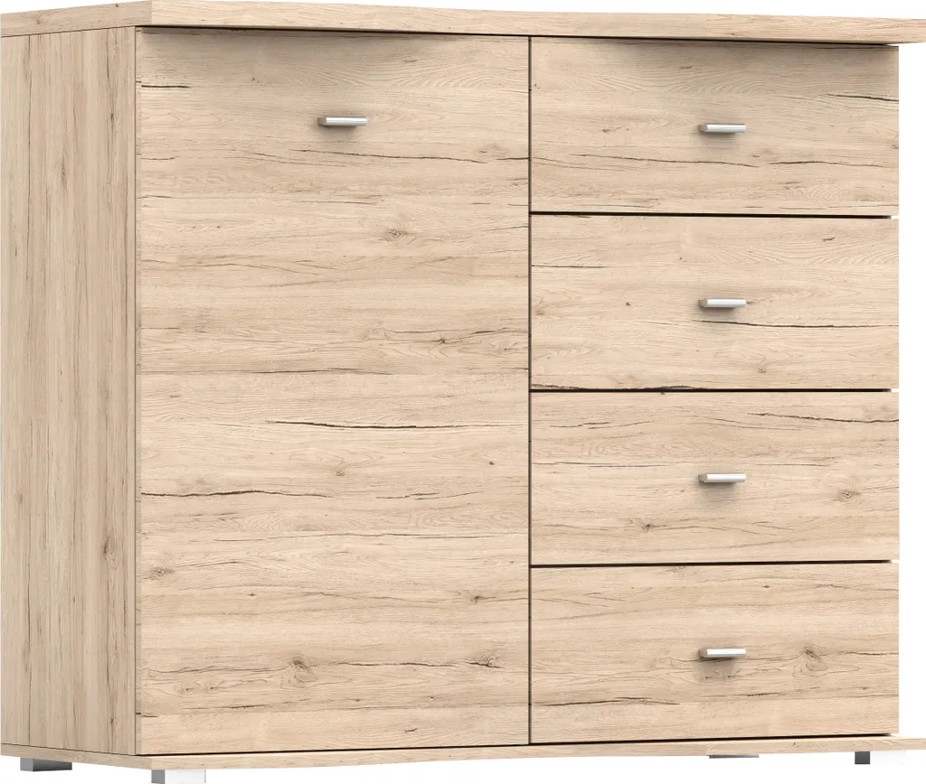 Commode de chambre Grenade 120cm, grand buffet bas de rangement chic - 7