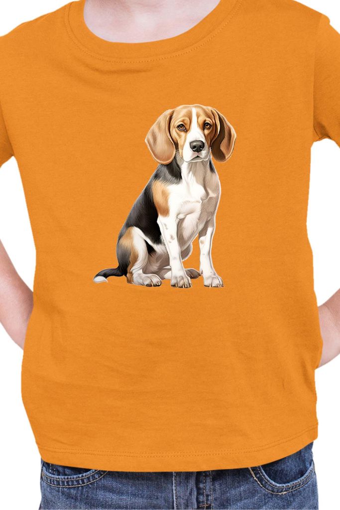 Kinder T-Shirt Dogs Breeds Beagle Dog Breed 008, 7-8 Jahr - 128 / Orange
