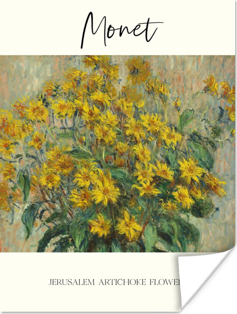 MuchoWow Poster Monet - Gemälde - Topinamburblüten 90x120 cm - Wohnzimmer