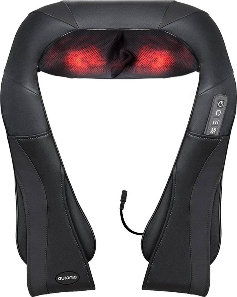 Auronic Shiatsu Massagekissen - Elektrisches Nackenmassagegerät - Infrarot - Nacken- und Schultermassagegerät - Massagegeräte - Schwarz