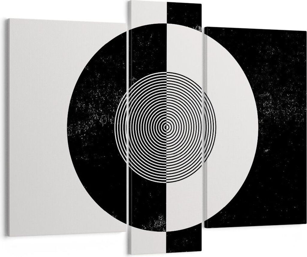 Bild auf Leinwand - Leinwandbild - 3 Teile - Abstraktion Rad Schwarz und Weiß - 95x80cm - Wand Bild - Wanddeko - Wandbilder - Leinwanddruck - Bild...