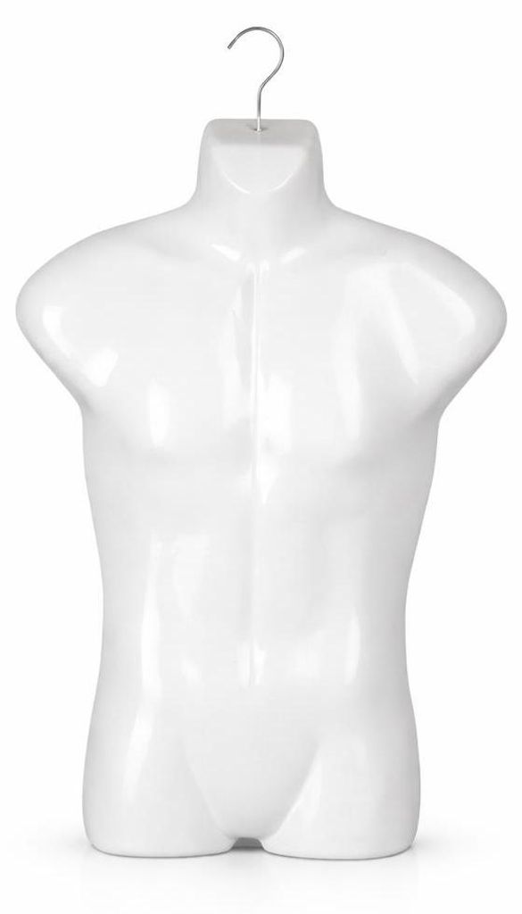 1 x Torso männlich 78 cm – Herrentorso Kunststoff Weiß – Produktbild 